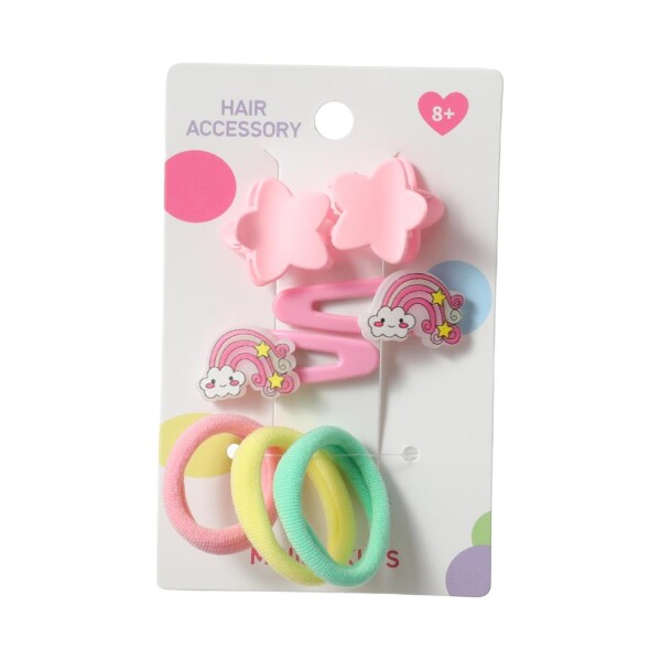 Accesorios de cabello 7pcs rosa