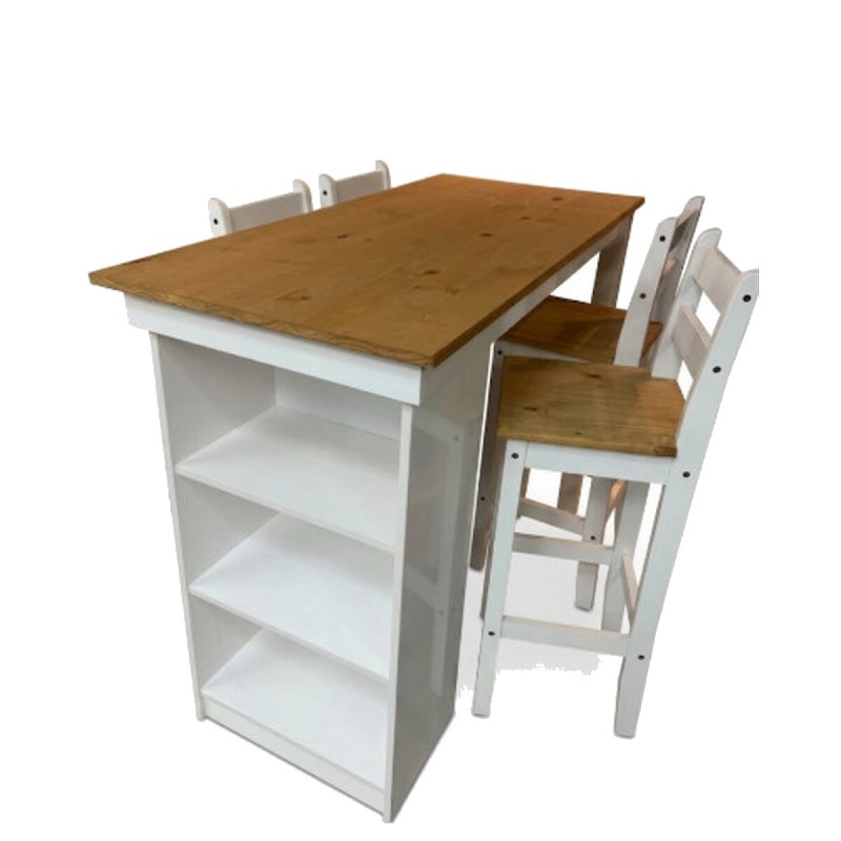 DESAYUNADOR 1+4 SILLAS MADERA MACIZA. BLANCO/CERA 