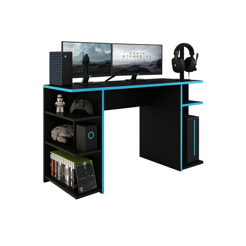 Escritorio Gamer Mesa Para Pc Estantes Calidad Azul
