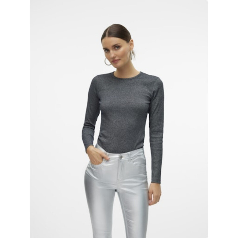 VMCHLOE LS LUREX SHORT TOP JRS CORE-20 1 Black/Detail SILVER L