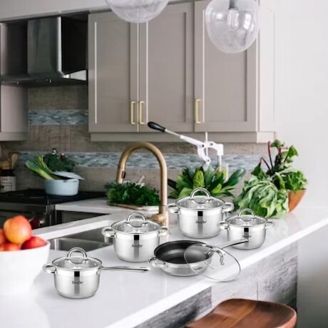 Batería De Cocina Sonifer Acero Inox 12 Piezas Inducción Batería De Cocina Sonifer Acero Inox 12 Piezas Inducción