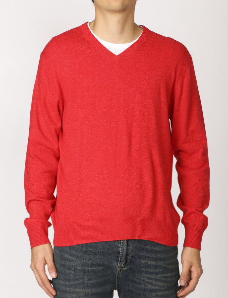 470318 SWEATER V HARRINGTON LABEL Rojo