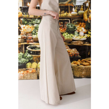 Pantalon Wide Xl Linen Lurex Beige