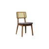 Silla de Comedor Classic Ratán - Línea Manhattan Tela Lino Gris/Natural