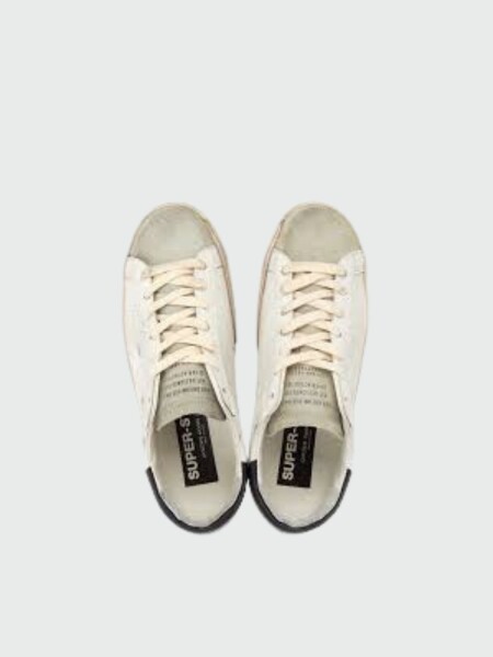 Golden Goose-Championes de cuero acordonados, Super Star Blanco