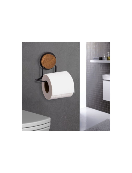 SOPORTE PAPEL HIGIENICO CROMADO NEGRO C/MADERA SOPORTE PAPEL HIGIENICO CROMADO NEGRO C/MADERA