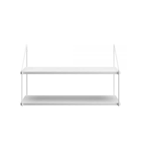 Estante de pared madera y hierro - 2 pisos Blanco