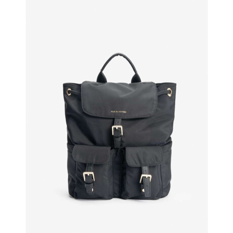Mochila Con Solapa Y Bolsillos Negro