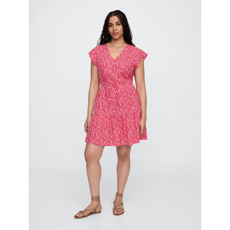 V-OPP SS TIE WAIST MINI HOT PINK FLORAL