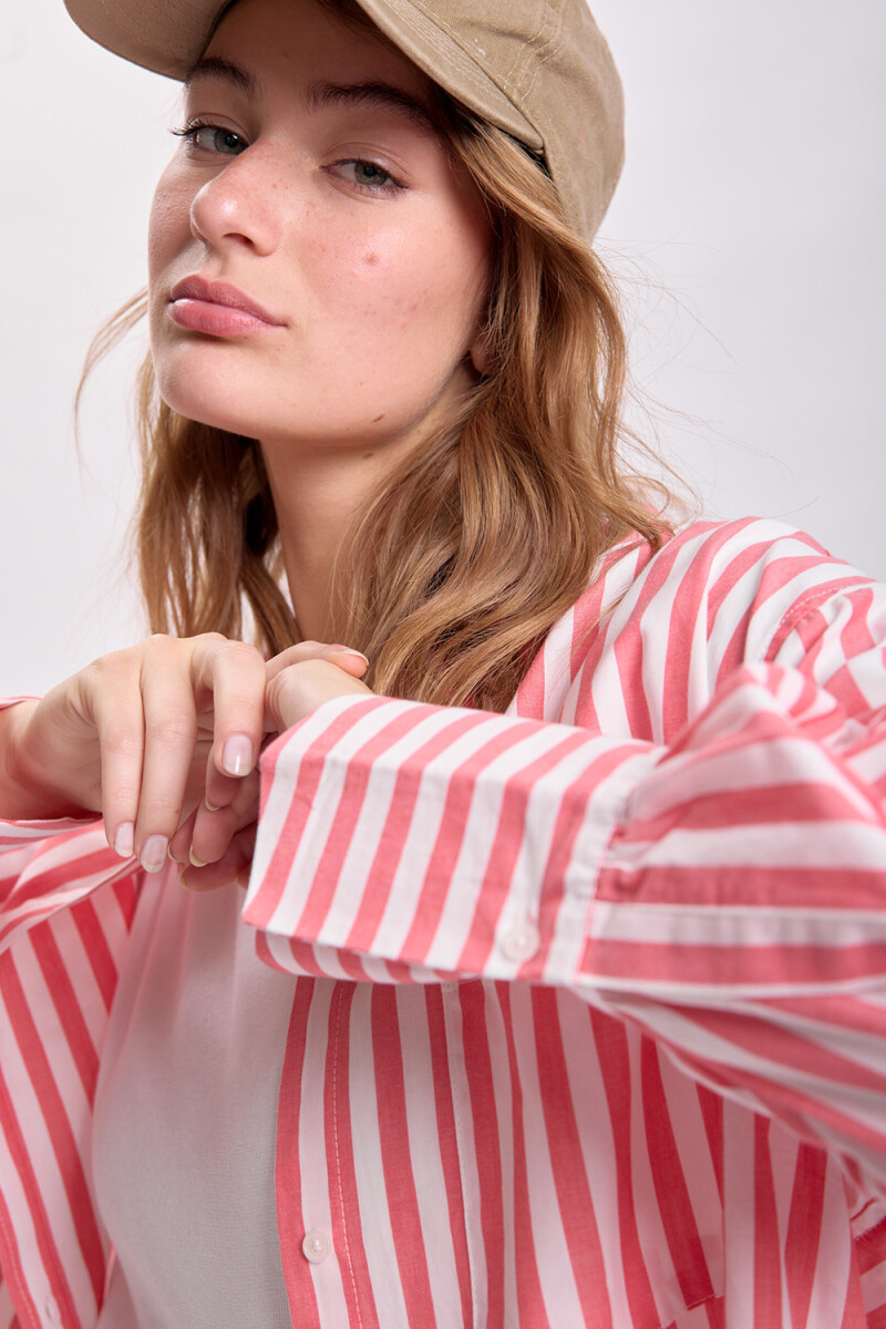Camisa bolsillo rayada - Rojo 