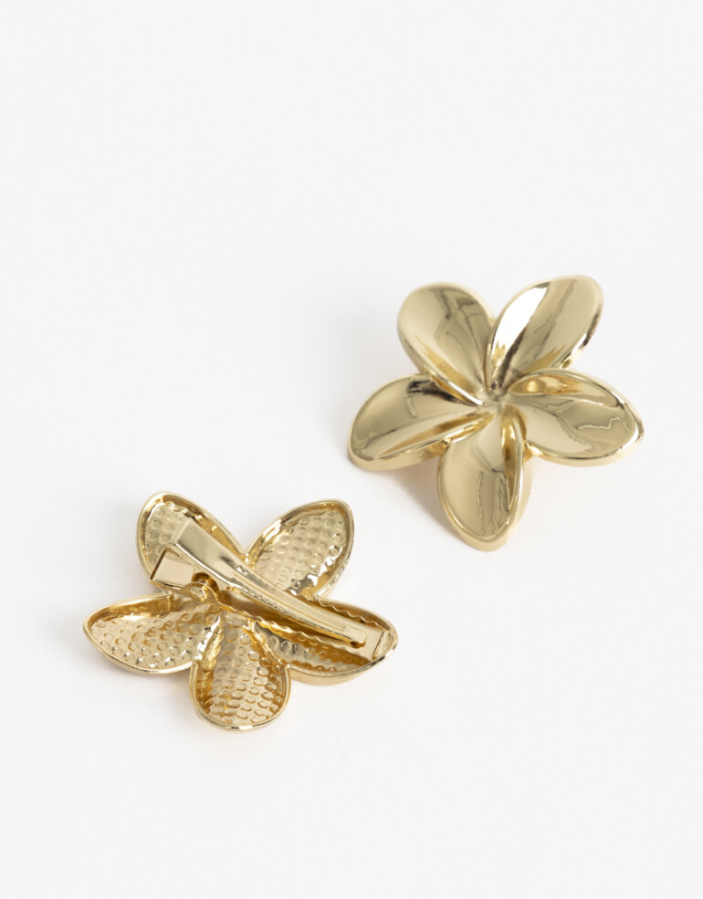 Horquillas con Accesorios Metal Set Piquitos De Flores Hawaianas - Dorado