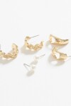 Set 3 aros con perla dorado