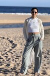 Pantalón Blanca Rayas celestes y beige