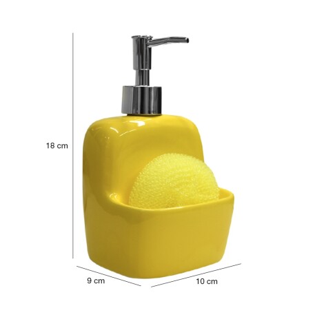 Dispensador Cerámica para Jabón Alcohol en gel + Esponja Amarillo