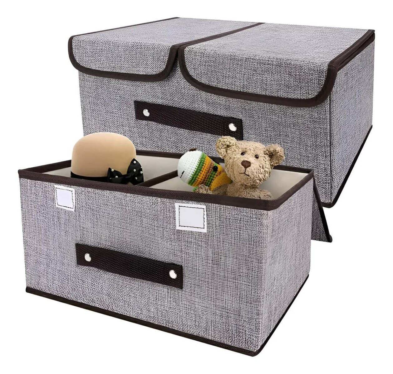 Caja Organizadora Plegable Ropa Doble Compartimiento Premium - Color Gris y Blanco 