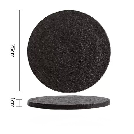 Fuente de Presentación Cerámica Negra - Línea Black Stone – Ø25 x 1 cm Fuente de Presentación Cerámica Negra - Línea Black Stone – Ø25 x 1 cm