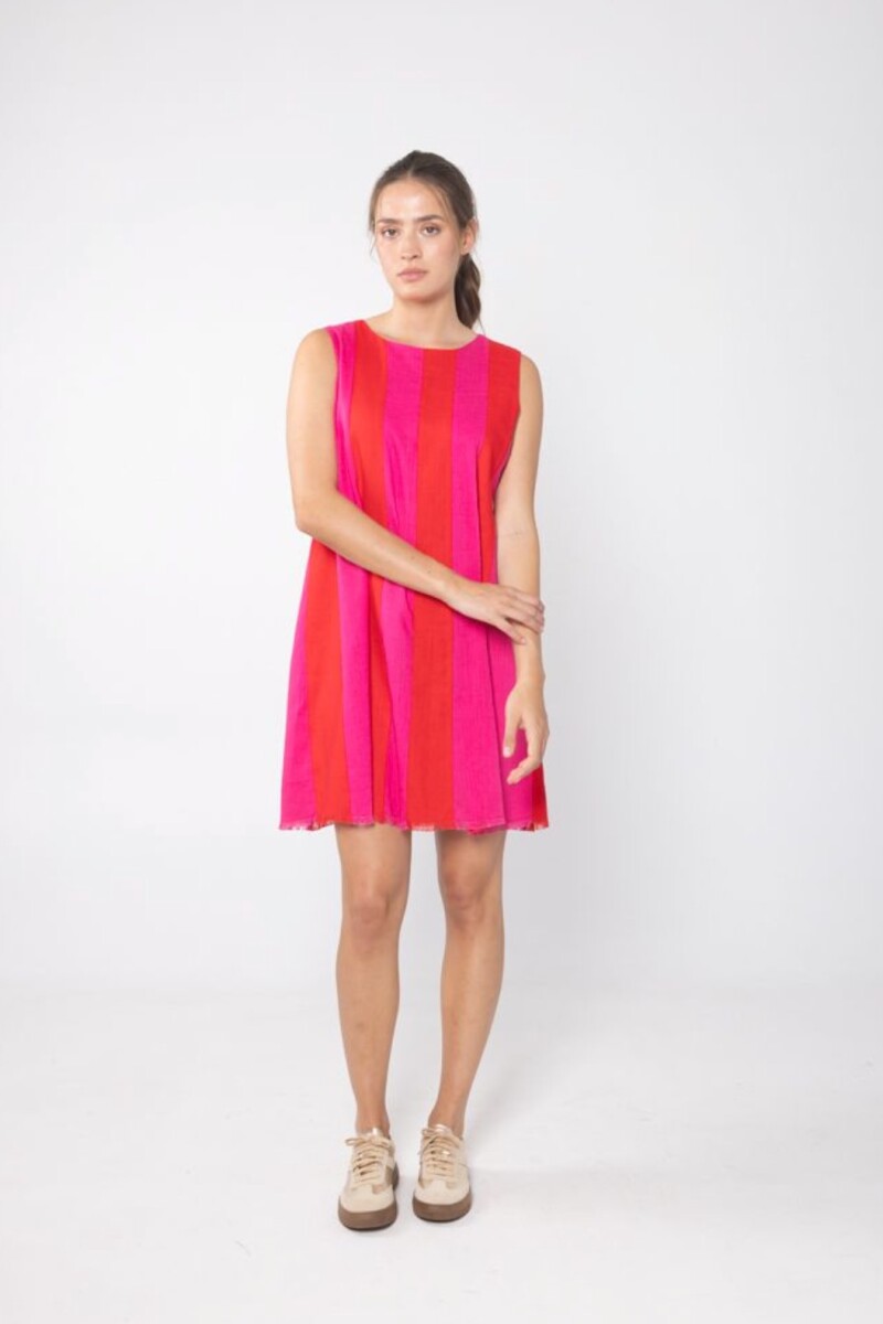 Vestido Tanquin SS25 Fucsia y rojo