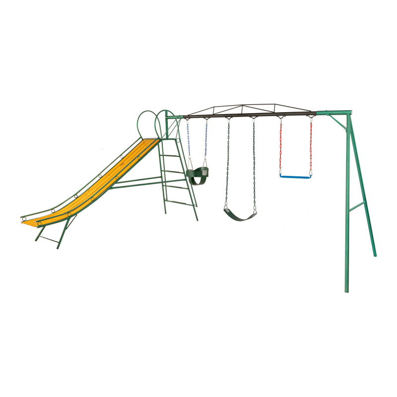 Juego Combinado Infantil con tobogán N°4. 1 hamaca de cincha, 1 hamaca de bebé y trapecio Juego Combinado Infantil con tobogán N°4. 1 hamaca de cincha, 1 hamaca de bebé y trapecio