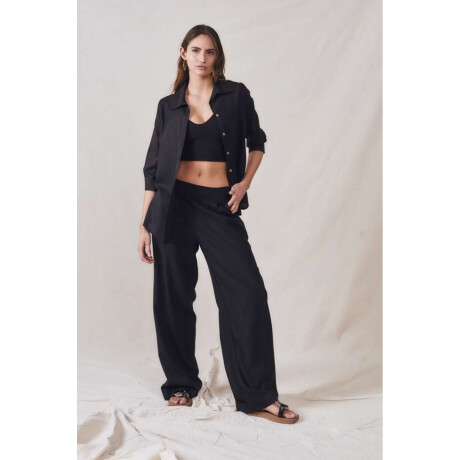 Pantalon Pinzado Lino Negro