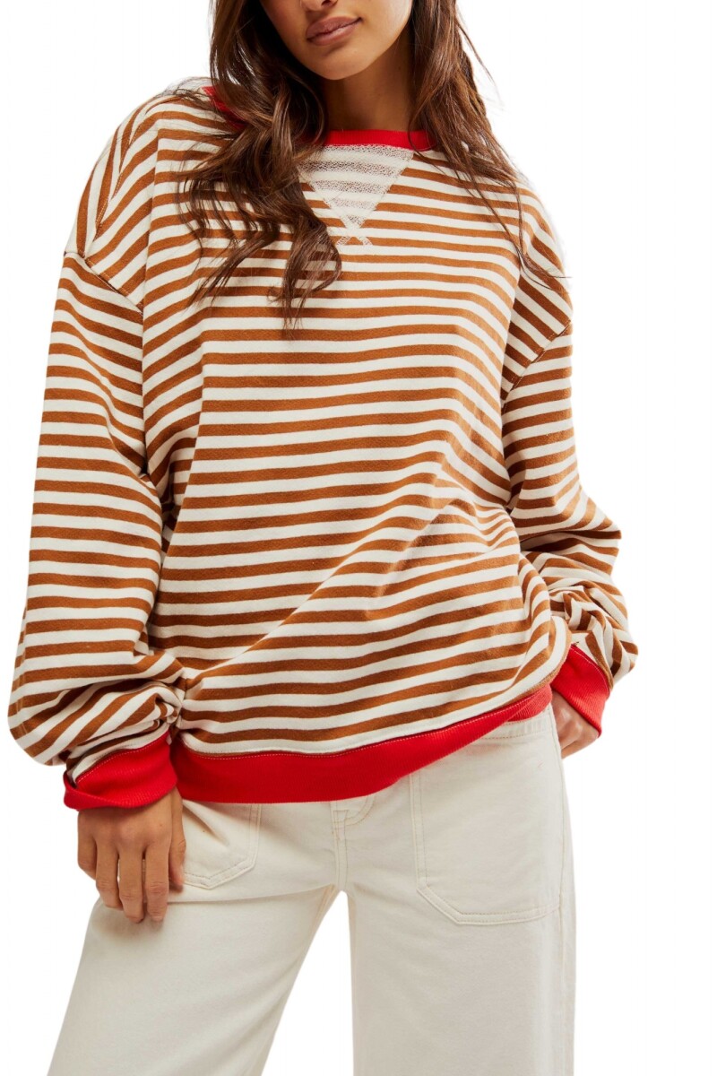 CLASSIC STRIPED CREW Marron