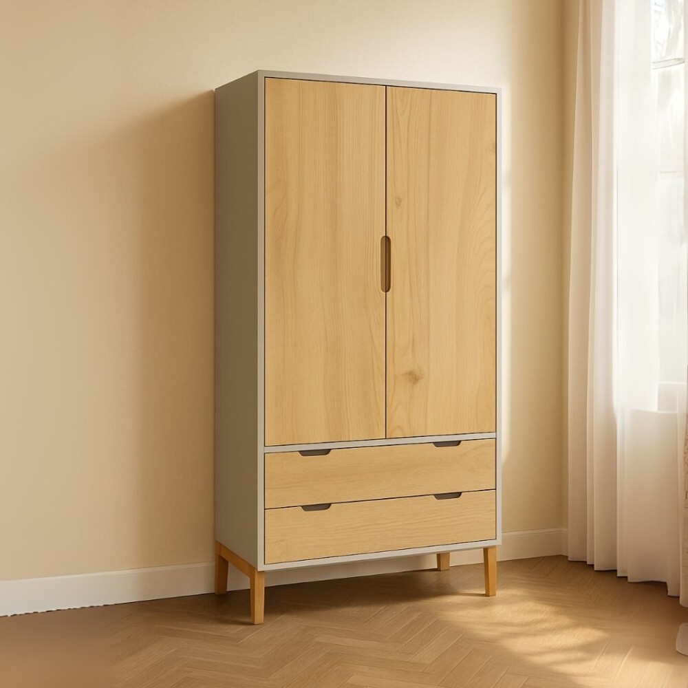 ROPERO 2 PUERTAS LINEA WOOD GRIS