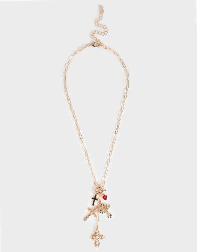 Collares Cortos Religioso Collares Largo Multi Dijes - Dorado