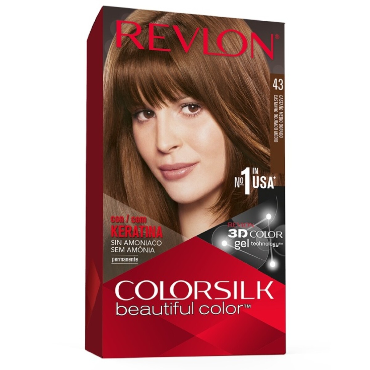 Tinte de cabello sin amoníaco Revlon Colorsilk nº43 castaño medio dorado 