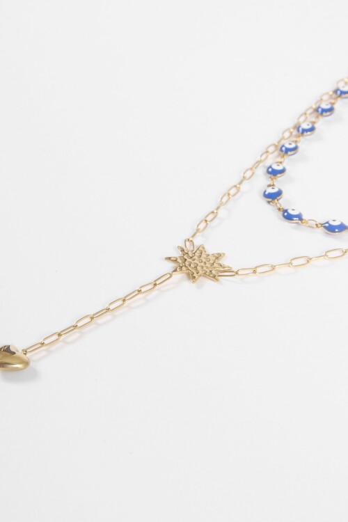 Collar acero ojitos dorado