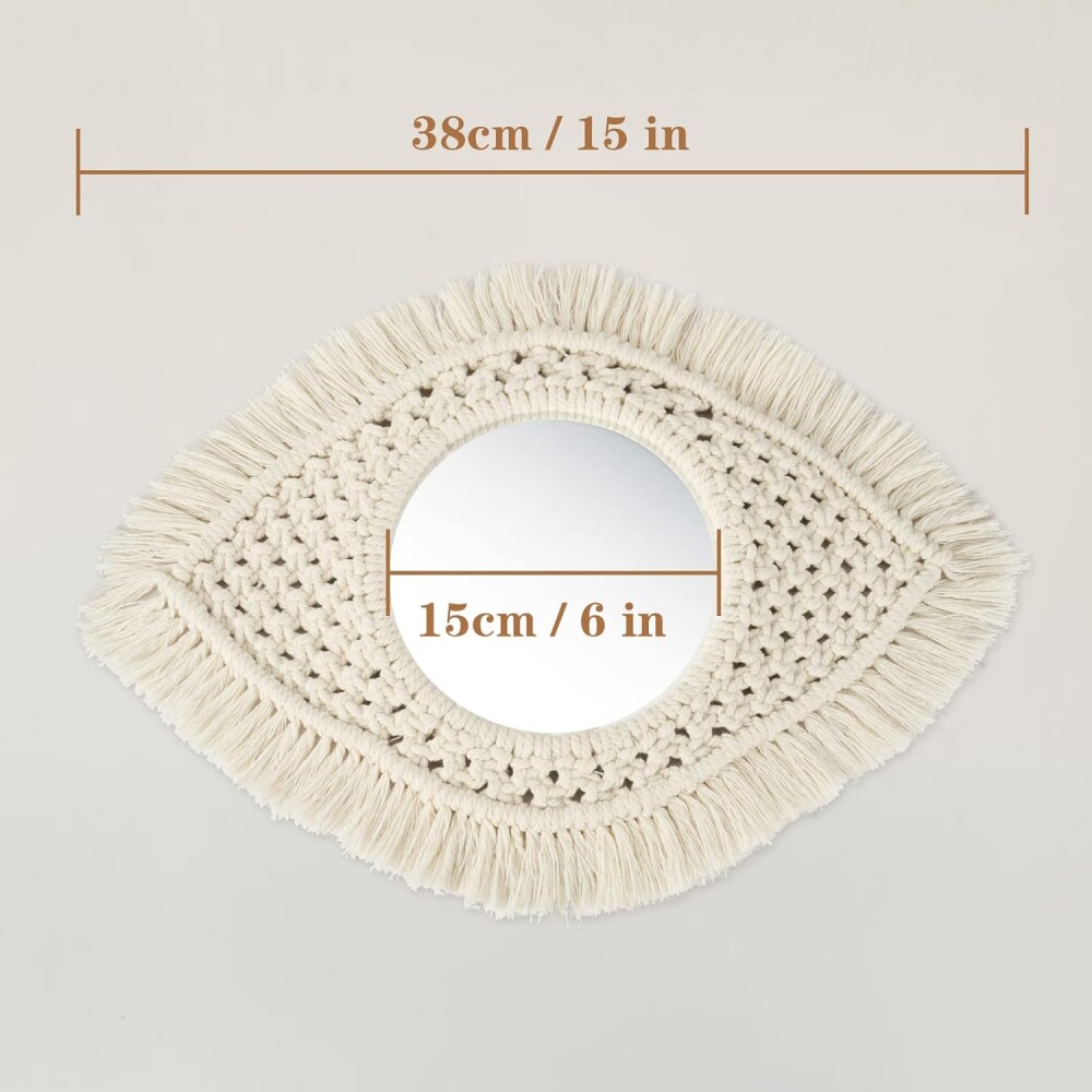 Espejo Tejido En Macrame Con Diseño De Ojo Chico