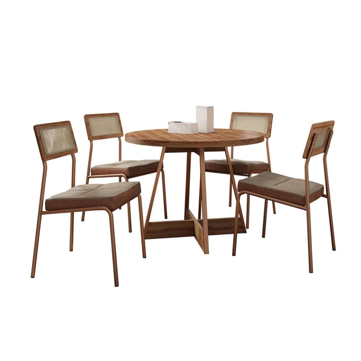 Juego de comedor Mesa Redonda Lux Atria - Marron 