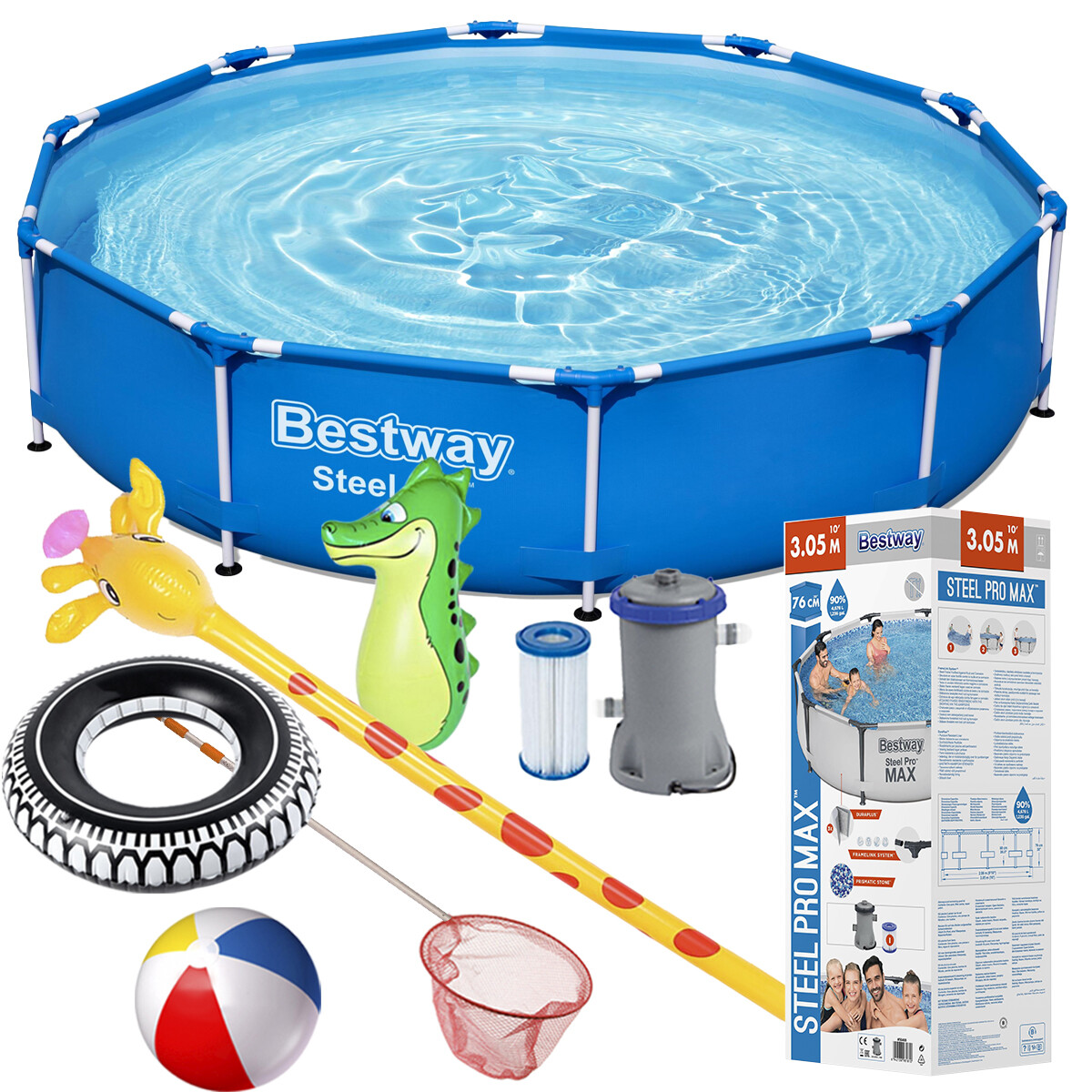 Piscina Bestway Estructural 4678 L + Bomba + Regalos! - Azul 