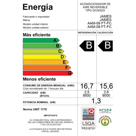 Aire Acondicionado James 9.000 BTU Aire Acondicionado James 9.000 BTU
