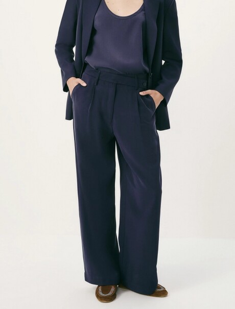 PANTALÓN RECTO DE TALLE ALTO AZUL