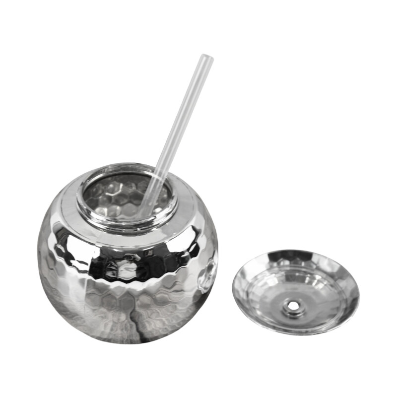 Vaso con sorbito Disco Bola PLATEADO
