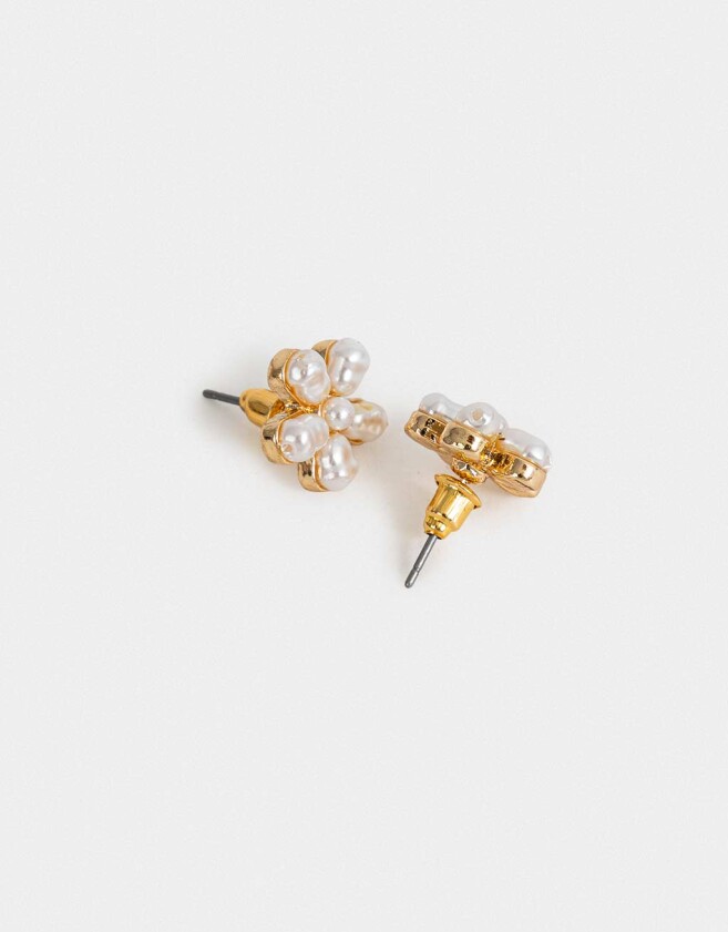 Aros Pasantes Flores Aros Pasantes Flor Con Perlas - Dorado