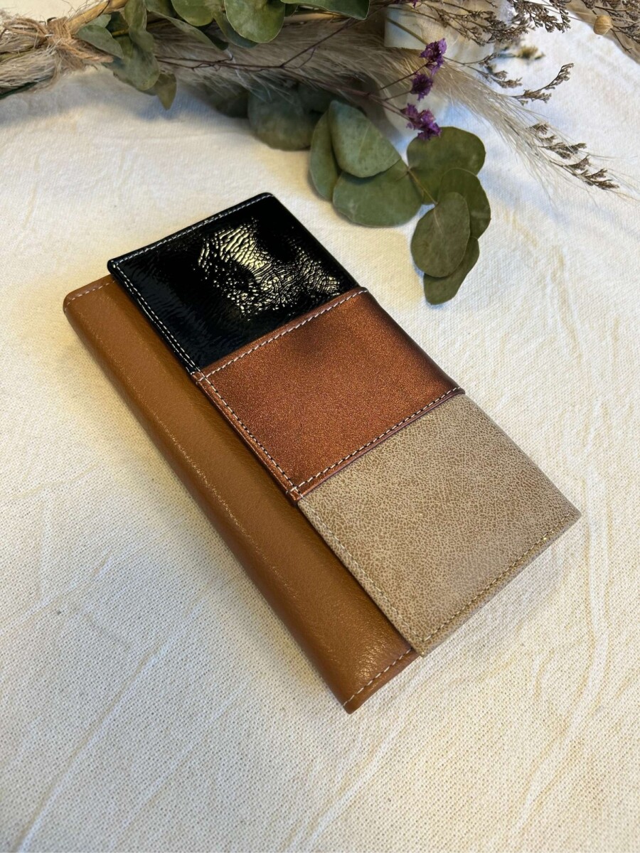 Billetera Lirio - Negro, cobre y dorado 