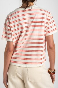 Remera Rayada Algodón Rojo