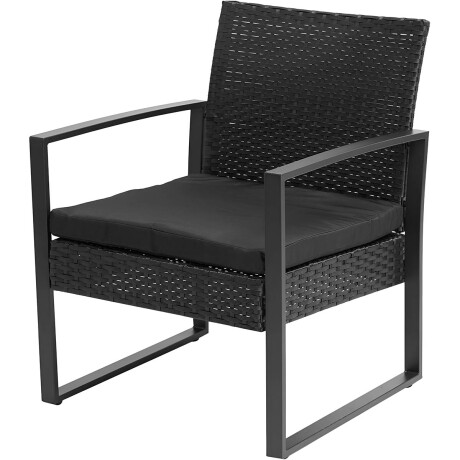 Set Juego Jardín Ratán X2 Sillas + Mesa Patio Balcón Negro