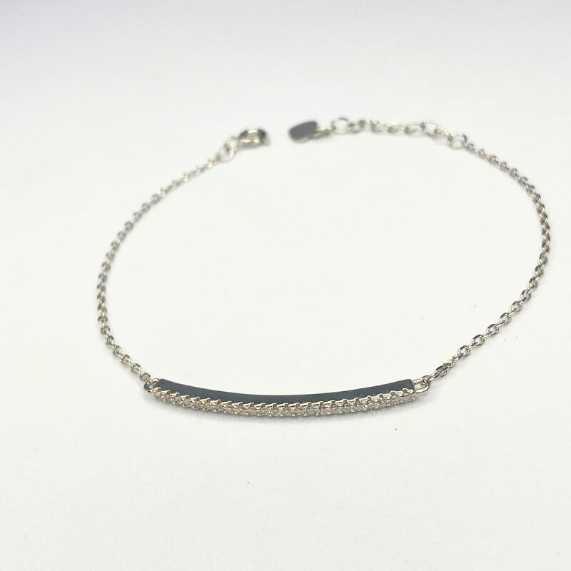 PULSERA DE PLATA CON ADORNO Y CIRCONIAS , LARGO 17+3CM L5dslf-01686-b-x4