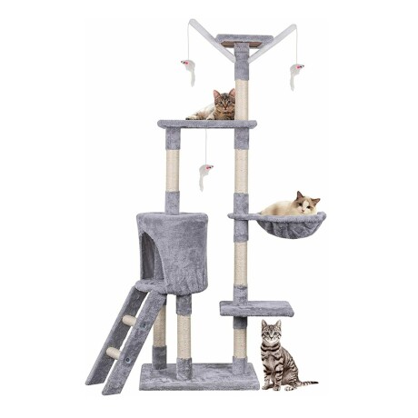 Rascador Torre 5 Niveles en Felpa y Sisal para Gato 7118