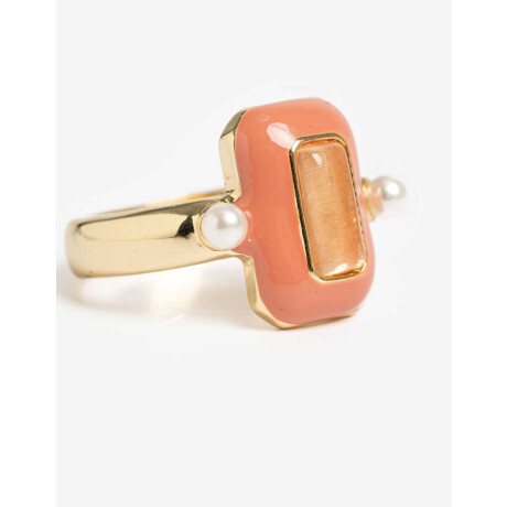 Anillo Metal Esmaltado Dorado