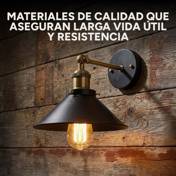 Porta Lampara Aplique Pared Techo Ajustable Vintage Color Negro