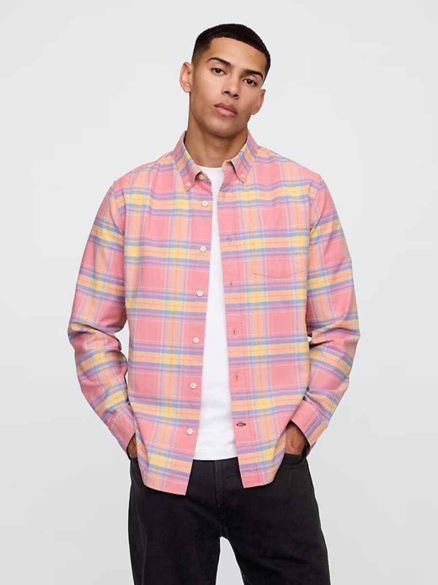 Camisa Standard Oxford Hombre - Pink Madras Plaid 