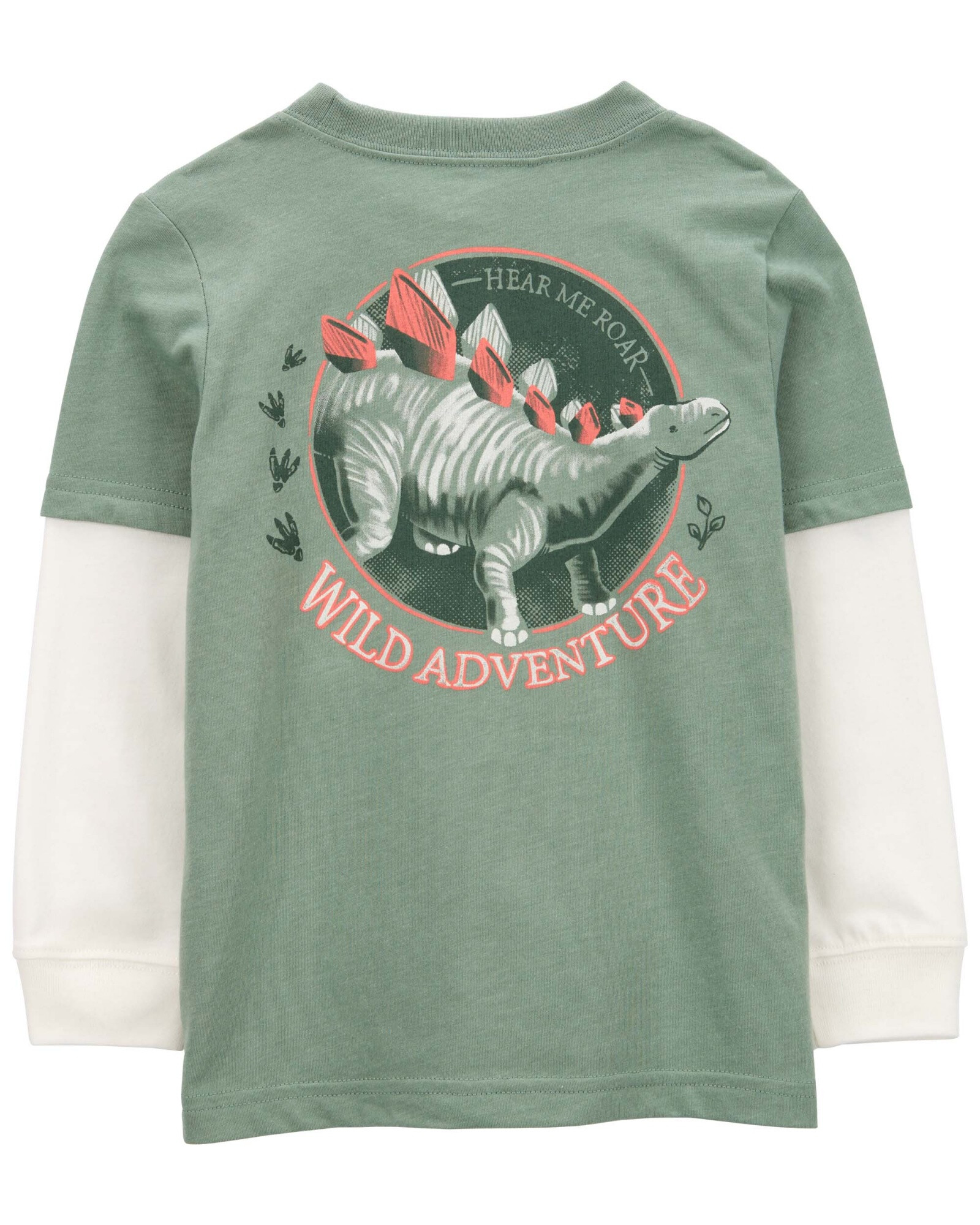 Remera de algodón, mangas largas en capas, diseño dinos Remera de algodón, mangas largas en capas, diseño dinos