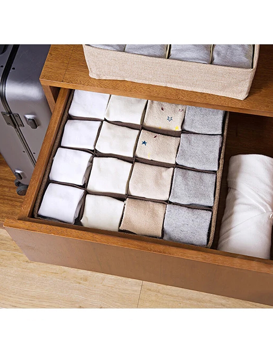 CAJA ORGANIZADORA ROPA INTERIOR 16 ESPACIOS - MARRON 