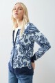 Chaqueta tejida c/ jacquard floral verde agua