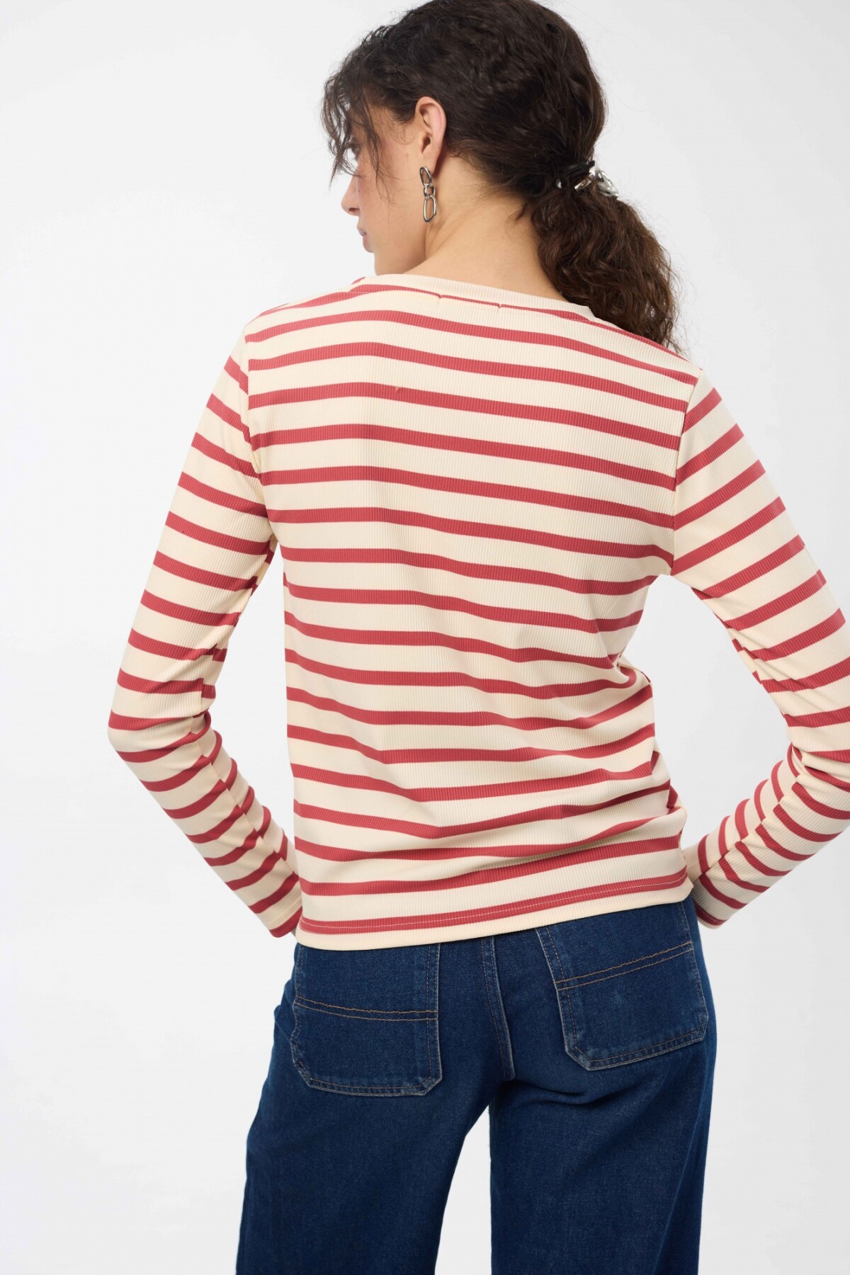 Remera Palma Rayas Rosa