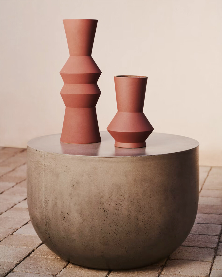 Jarrón Peratallada de cerámica marrón 42 cm
