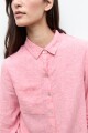 Camisa clasica lino rosado melange