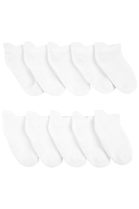 Pack diez pares de medias invisibles de algodón, blancas Sin color